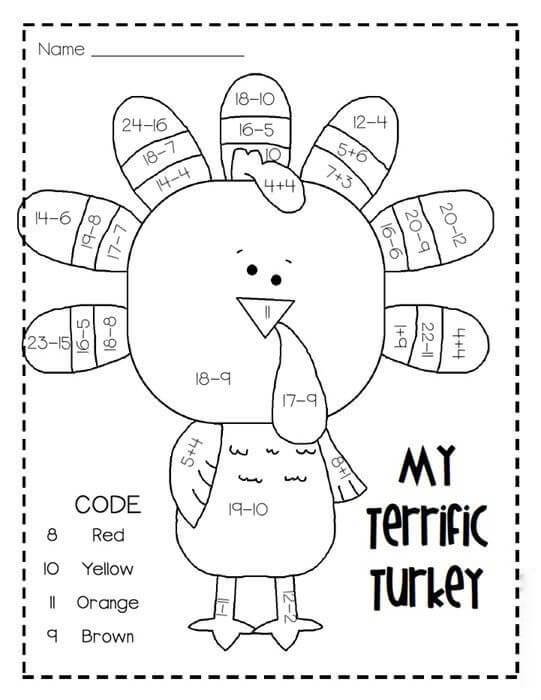 Funny Thanksgiving Math Worksheets